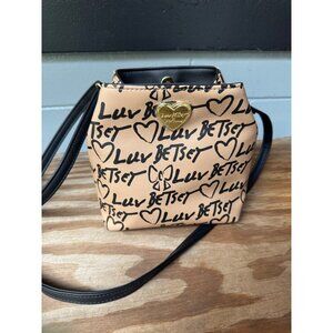 Luv Betsey By Betsey Johnson Ladies Bucket Bag With Heart Print Adjustable Strap